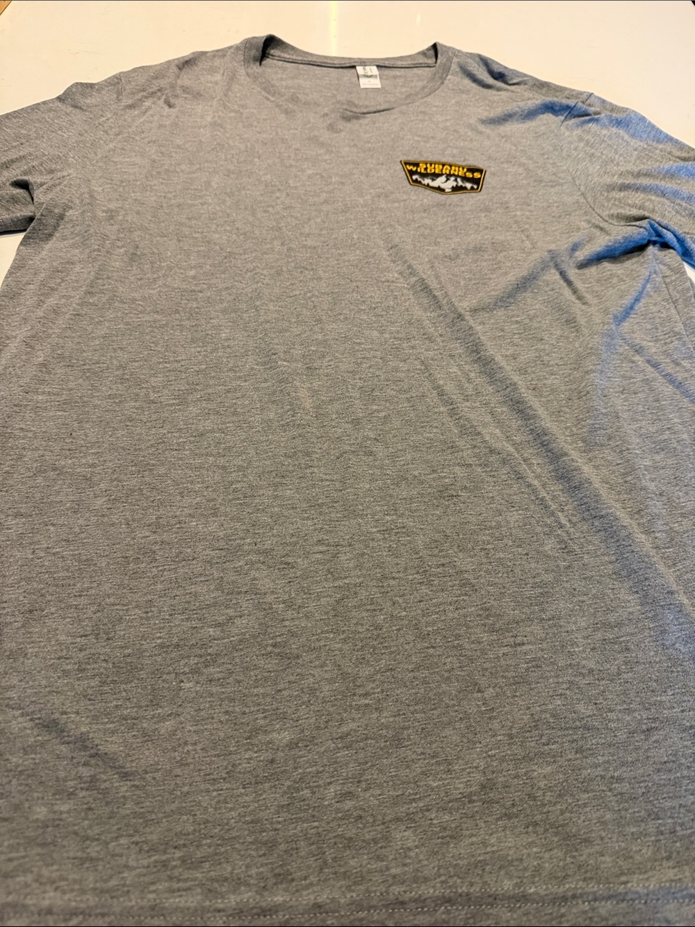 Subaru Gray Short Sleeve Tee with Yellow & Black Subaru Wilderness Patch - Picture 4 of 6